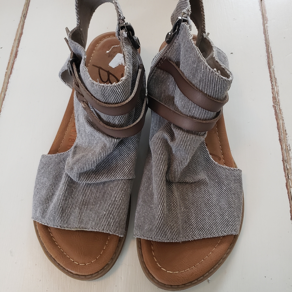 Blowfish Striped Gray and Brown Sandals